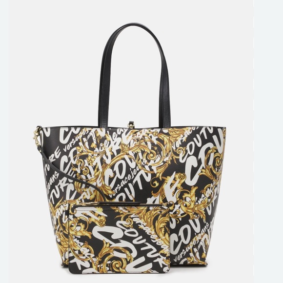 Versace Handbags - Versace Black and Gold Women's Tote Bag and Pouch
